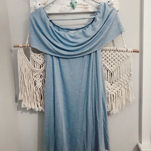 Blue off the shoulder dress